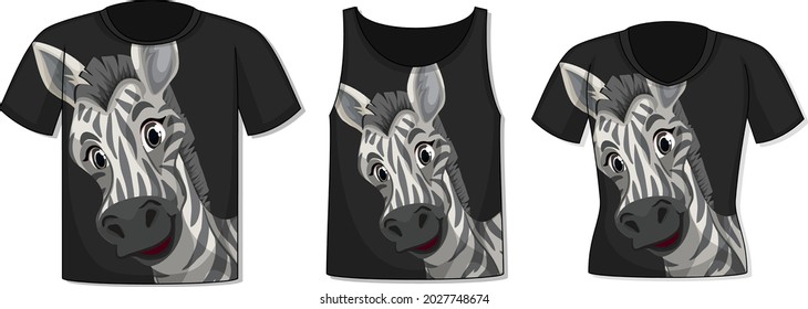 Front of t-shirt with zebra template illustration