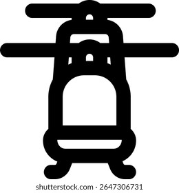 front twin rotor helicopter icon outlined style design