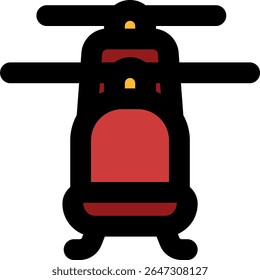 front twin rotor helicopter icon color style design