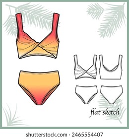 FRONT TWIST 2 PIECE SWIMSUIT