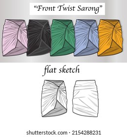 Front Twist Saron_Pareo skirt (FLAT SKETCH INCLUDED)