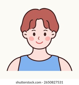 Front upper body view of a man wearing a sleeveless shirt – vector illustration