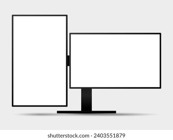 Vorderansicht des 2-Bildschirm-Computerbildschirms, mit weißem Blankopfvektor