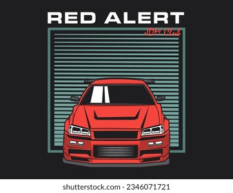 front view of 90s car vector design illustration graphic