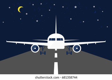 Front View of An Aircraft, Night 