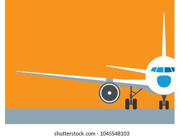 Front view of the airplane. Cover design. 