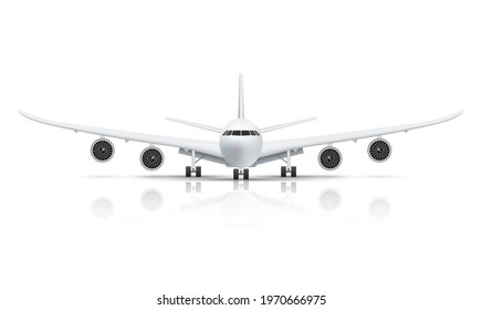 Front view of airplane isolated on white background vector illustration