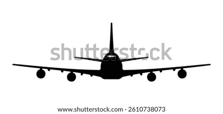Front view airplane silhouette showcasing wings structure