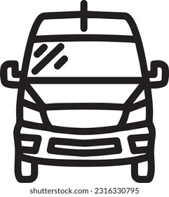 Front view of an ambulance or bus. Emergency vehicle, transport icon of an urban car.  