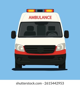 Front View Ambulance Van Illustration with Emergency Lights