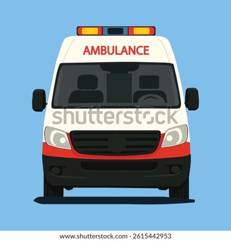 Front View Ambulance Van Illustration with Emergency Lights