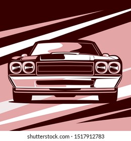 Front view american muscle car vector illustration 