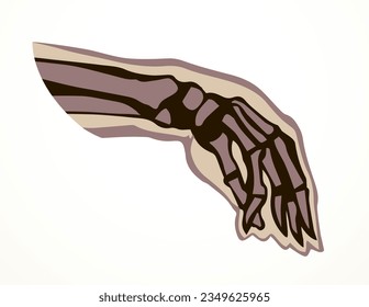 Front view ancient old woman sick palm part injury ache hospital surgery care therapy scan x ray film white logo. Black horror drawn healthy female injure medic man xray ill pain exam line sketch art