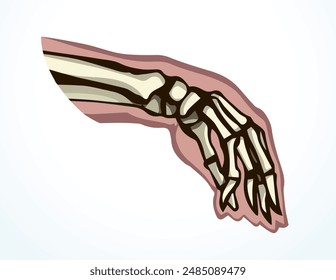 Front view ancient old woman sick palm part injury ache hospital surgery care therapy scan x ray film white logo. Black horror drawn healthy female injur medic man xray ill pain exam line sketch art