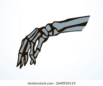 Front view ancient old woman sick palm part injury ache hospital surgery care therapy scan x ray film white logo. Black horror drawn healthy female injur medic man xray ill pain exam line sketch art