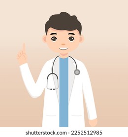 Front view animated character. Doctor character creation with face emotions, poses and gestures. Cartoon style, flat vector illustration.Isolated on white.Male doctor