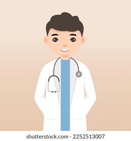Front view animated character. Doctor character creation with face emotions, poses and gestures. Cartoon style, flat vector illustration.Isolated on white.Male doctor