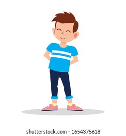 Carácter animado de vista frontal, partes separadas del cuerpo. Diversos puntos de vista y gestos de moda. Estilo de caricatura, ilustración vectorial plana.