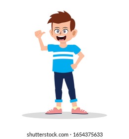 Front view animated character, separate parts of body. Fashionable various views poses and gestures. Cartoon style, flat vector illustration.