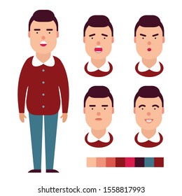 Front view animated character, vector 