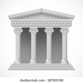 Front view of an antique greek temple. Vector 