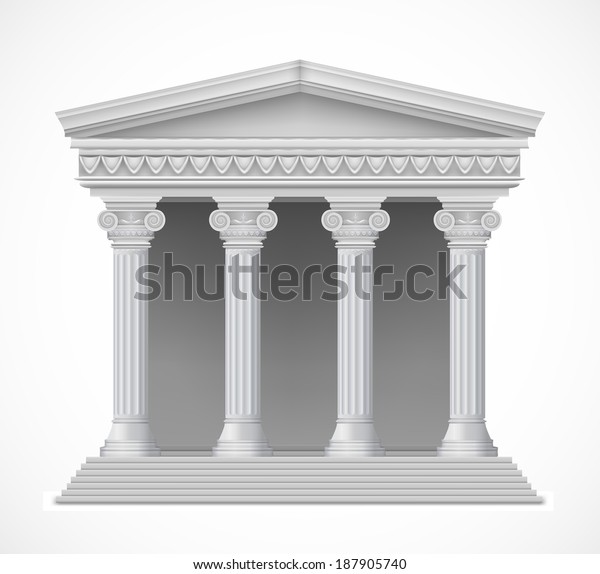 Front view of an\
antique greek temple. Vector\
