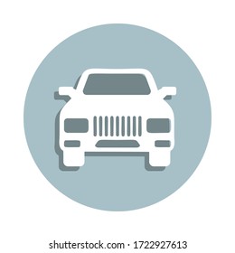 Front view auto, car badge icon. Simple glyph, flat vector of transport icons for ui and ux, website or mobile application