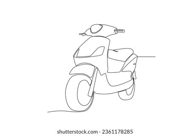 Vista frontal del motor automático. Dibujo de una línea de motocicleta