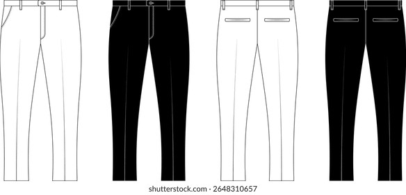 front view and back view formal striped trousers icon set