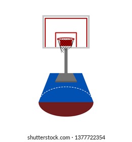Front view of a basketball half court. Vector illustration design