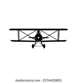 Front view bi plane silhouette icon vector illustration design on white background.