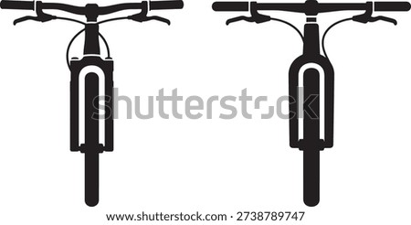 Front view of bicycle handlebars fork and wheel isolated on white