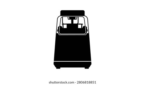 Front view of a black cable car simple graphic silhouette cablecar