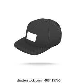 Front View of Black Cap Isolated on White Background.