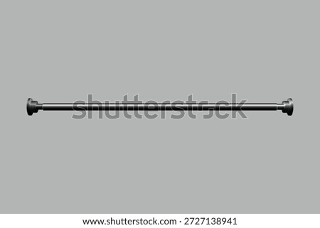 Front view black curtain rod isolated on transparent background. Vector illustration. Curtain hanging accessory. Cornice for curtains, interior design, bathroom shower curtain rod.