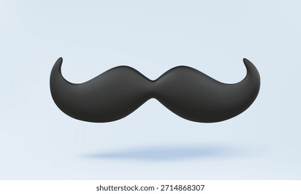 Diseño de icono de bigote negro de vista frontal aislado sobre fondo pastel. Caballero, falsos creativos faciales. Ilustración vectorial 3D