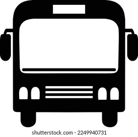 Front view of a black and white bus icon