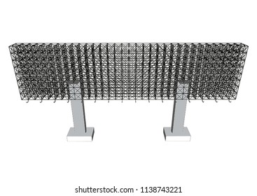 Front view of blank advertising billboard steel structure size 16 by 64 meters about 30 meters high can be use for advertising design or send message to public or any purpose on pubic relations or PR.