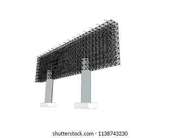 Front view of blank advertising billboard steel structure size 16 by 64 meters about 30 meters high can be use for advertising design or send message to public or any purpose on pubic relations or PR.