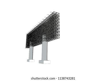 Front view of blank advertising billboard steel structure size 16 by 64 meters about 30 meters high can be use for advertising design or send message to public or any purpose on pubic relations or PR.