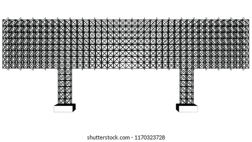 Front view of blank advertising billboard steel structure can be use for advertising design or send message to public or any purpose on pubic relations or PR isolated on white background.