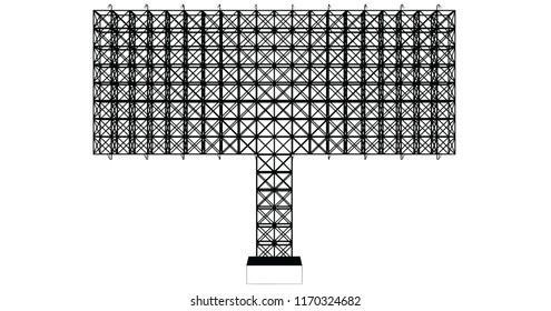 Front view of blank advertising billboard steel structure can be use for advertising design or send message to public or any purpose on pubic relations or PR isolated on white background.