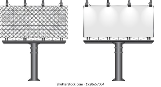 Front view of blank advertising billboard steel structure size 16 by 32 meters about 30 meters high can be use for advertising design or send message to public or any purpose on pubic relations or PR.