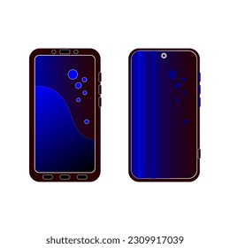 Front view of blue and black mobile phone on isolated white background