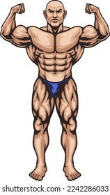 FRONT VIEW BODYBUILDER WITH MUSCLE