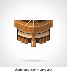 Front view of brown deck for longboarding. Sport equipment. Spare parts and structure of longboard. Flat color style vector icon