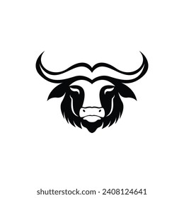 Front view buffalo logo design idea vector template