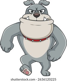 Front view of a bulldog character walking vector illustration