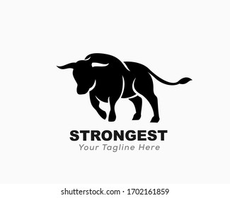 front view bullfighter ready to attack bull logo design inspiration
