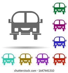 Front view bus, car in multi color style icon. Simple glyph, flat vector of transport icons for ui and ux, website or mobile application